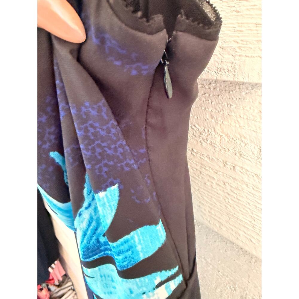 White House Black Market Floral Slip Dress Size 4 Black Blue Beaded Strap Dress - Picture 7 of 9